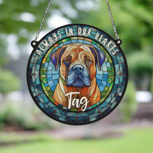 Bull Mastiff Memorial Stained Glass Effect Suncatcher